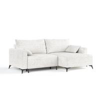 ECKSOFA NUVIO mit Schlaffunktion Creme im Neve Stoff - Creme/Schwarz, Holz/Holzwerkstoff (239/148cm) - AltaBeds