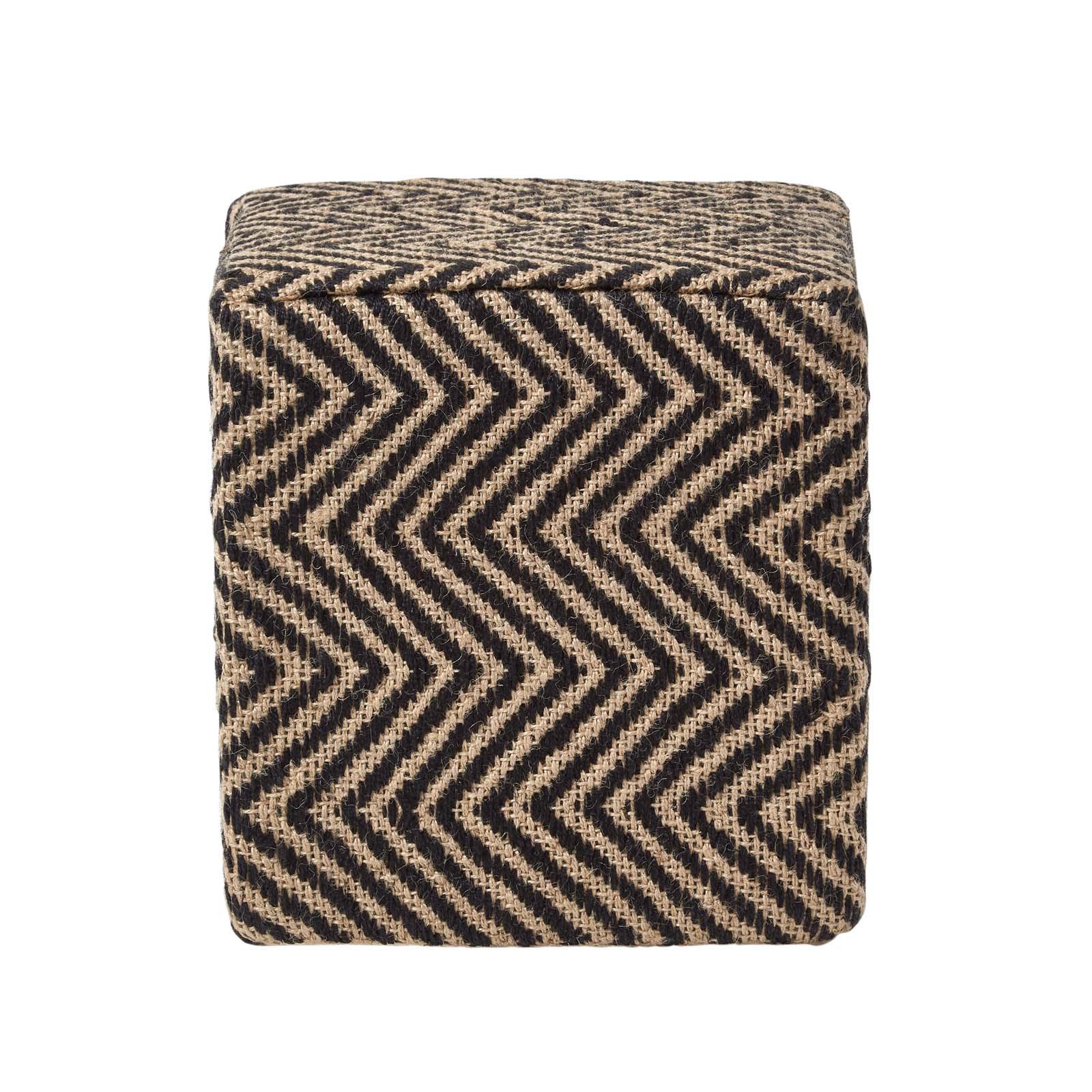 SITZWÜRFEL Jute mit Ethno-Muster, 36/36/38 cm - Schwarz, Textil (36/38/36cm) - Homescapes