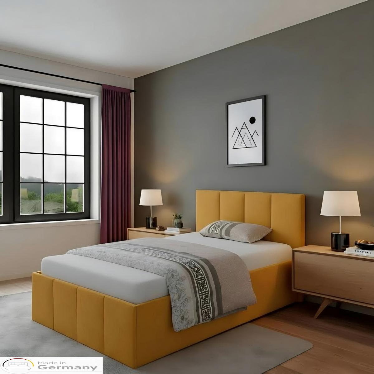 POLSTERBETT Dalas Gold 100 x 200 x 40 cm Stauraum Mit hochwertiger Matratze H3 (bis 120 kg) und Lattenrost - Goldfarben, Holz (100/200cm) - Halmon Schlafkomfort Betten 