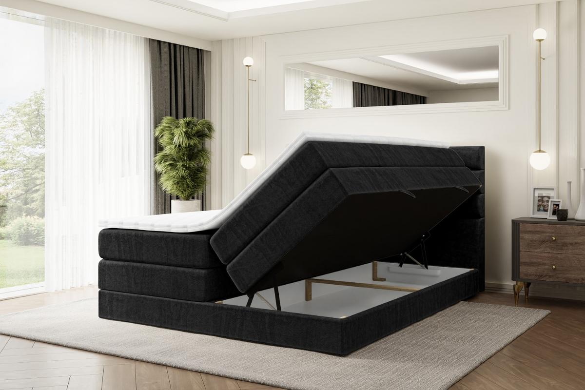 BOXSPRINGBETT CELESTIA KING - 140x200 - H3/H4 - Schwarz - Schwarz, Holzwerkstoff (140/200cm) - ALTDECOR