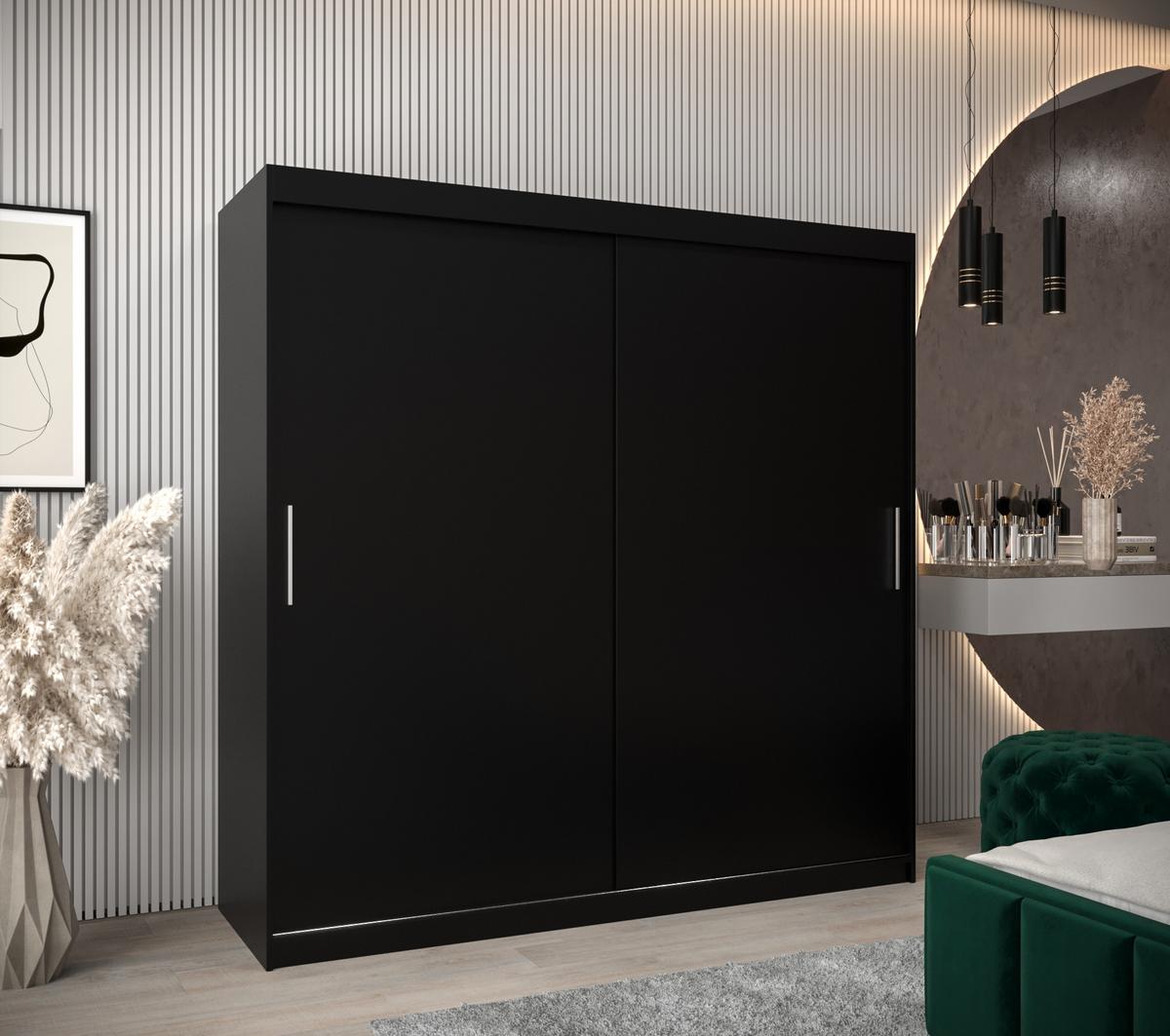 SCHIEBETÜRENSCHRANK TOKYO 200/200/62 2-türig - Silberfarben/Schwarz, Holz/Kunststoff (200/200/62cm) - MÖBEL KRYSPOL