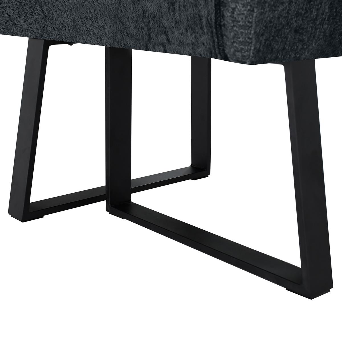 ECKBANK Velto 203x162 cm, mit Metallbeinen, Raven-Stoff, Anthrazit - Anthrazit/Schwarz, Metall (203/162cm) - Beautysofa