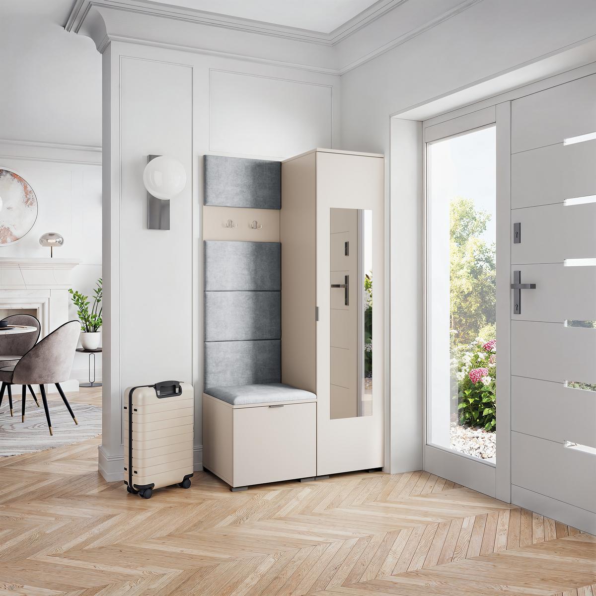 GARDEROBENSCHRANK VIRA 95/181/51 cm Modern Kaschmir - Kaschmir/Hellgrau, Holzwerkstoff (95/181/51cm) - MASSENO