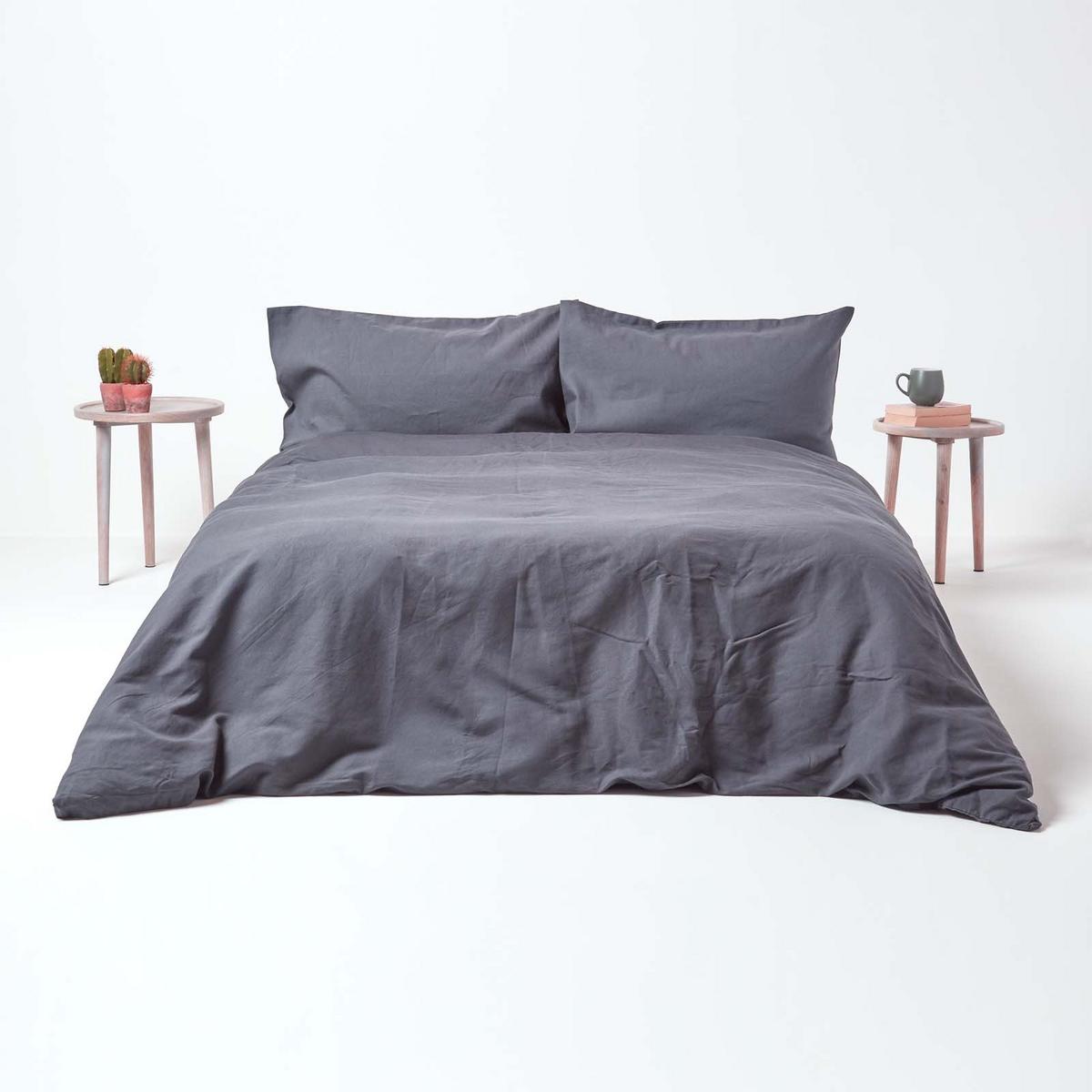 KISSENBEZUG Leinen - Dunkelgrau, Textil (48/74cm) - Homescapes
