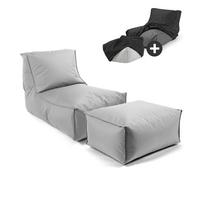 OUTDOOR SITZSACK mit Hocker und Hülle Der Sundowner - Grau, Textil (60/65/95cm) - Mokebo
