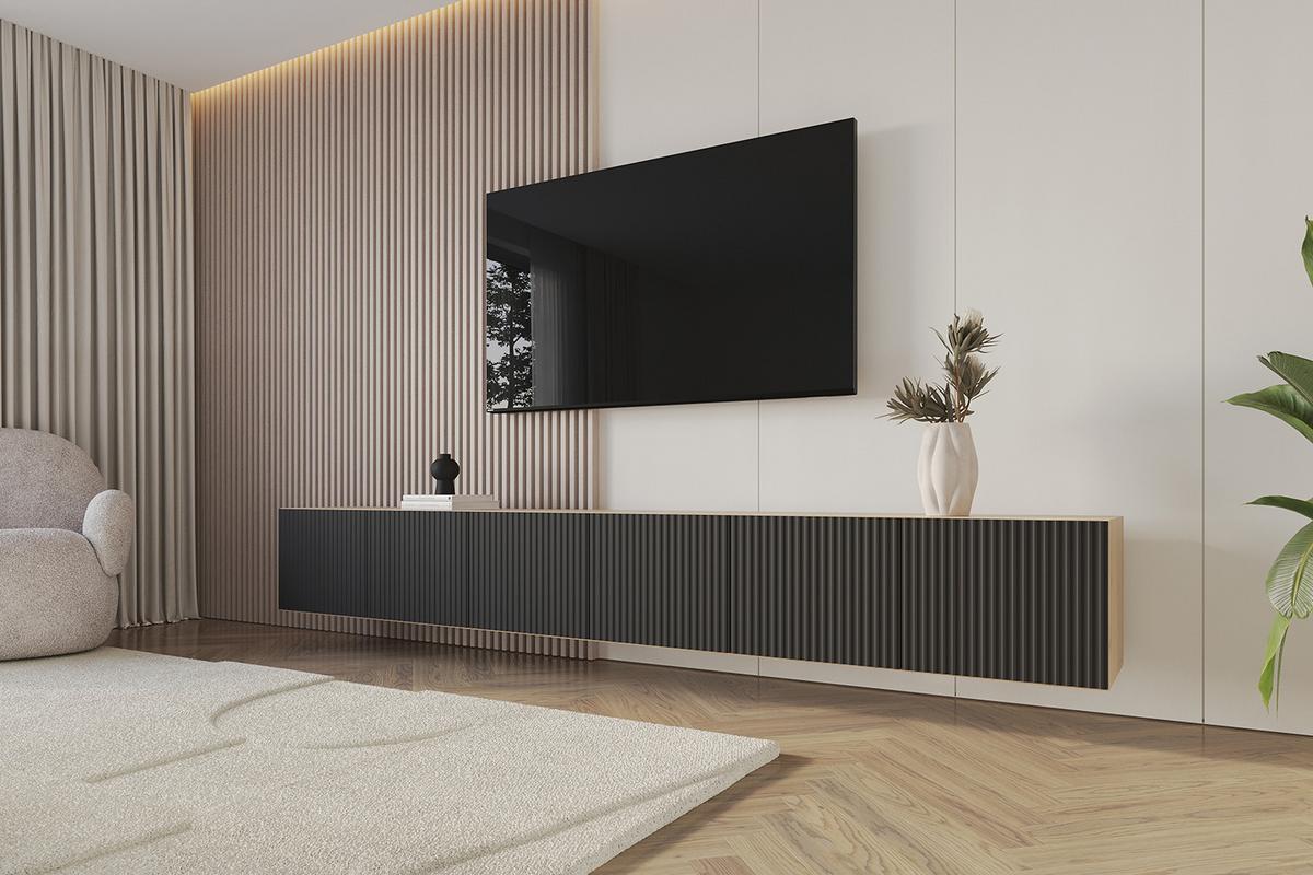 LOWBOARD NOA-2-W 3x100x40x40 cm - Artisan / Schwarz - Schwarz, Holzwerkstoff (300/40/40cm) - ALTDECOR