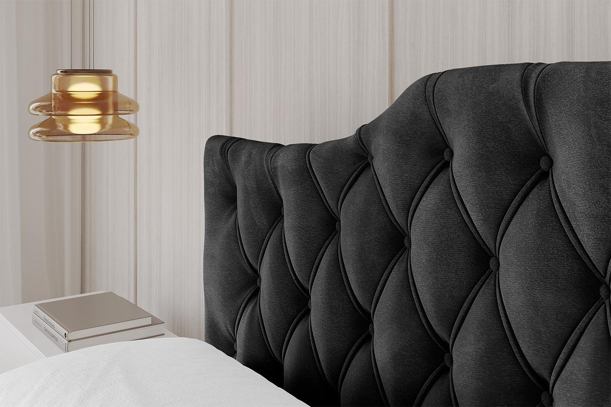 POLSTERBETT mit Bettkasten und Lattenrost, Bett mit Matratze H3/H4 - FALIO-V1 120x200 Schwarz - Schwarz, Holzwerkstoff/Textil (120/200cm) - ALTDECOR