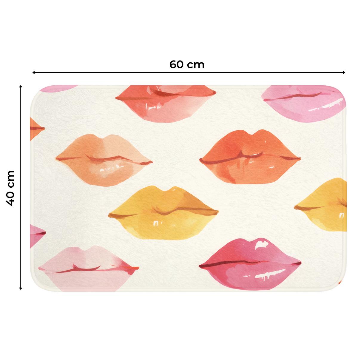 WC-VORLEGER Lippen - Bunt - Glänzend Toilettenvorleger 60x40 cm - Rosa, Textil (60/1cm) - OnlyWow