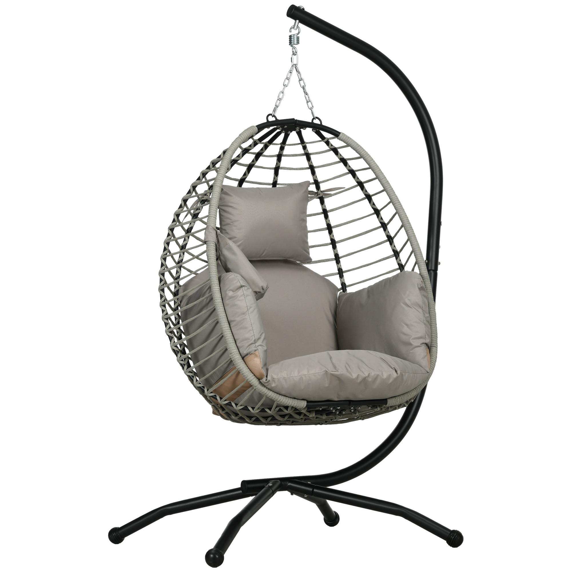 HÄNGESESSEL, Stahl, Polyester, Grau - Grau, Metall (100/188/110cm) - Outsunny