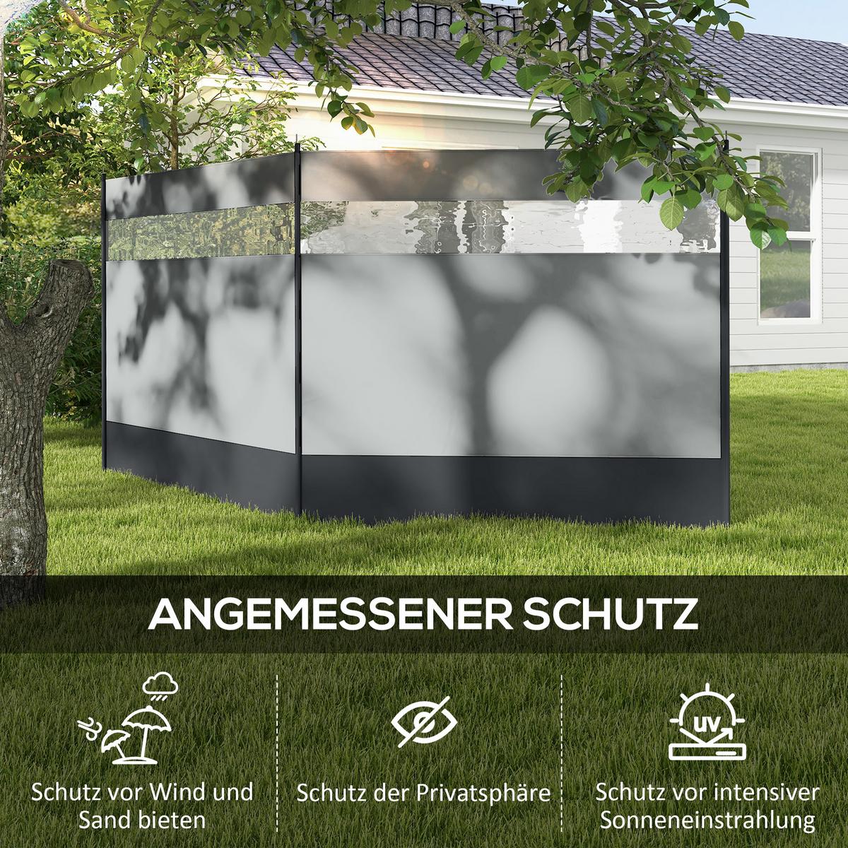 WINDSCHUTZ 3er Set Polyester Stahl Grau - Grau, Kunststoff (1/140cm) - Outsunny
