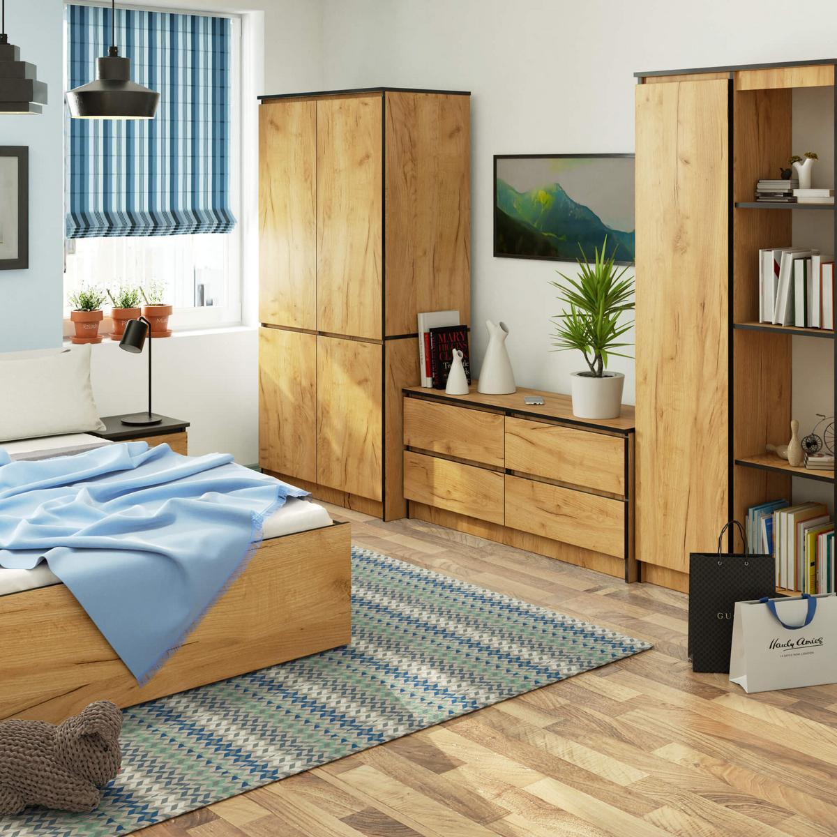 KLEIDERSCHRANK Eiche Craft 180/90/51 - Eiche San Remo, Holzwerkstoff (90/180/51cm) - RAUMHIRSCH FURNITURE