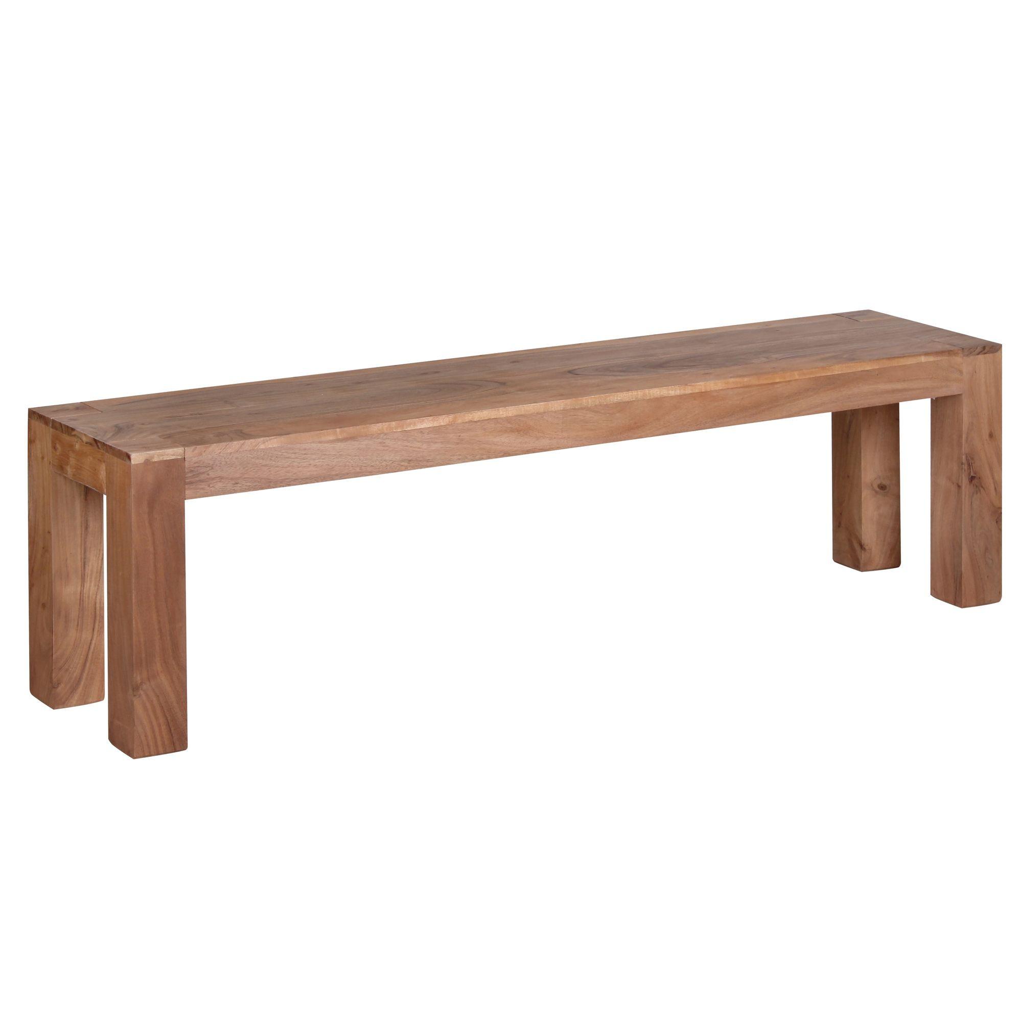 ESSZIMMERBANK MUMBAI Massivholz Landhausstil, Akazie 160x35x45 cm - Braun/Akaziefarben, Holz (160/45/35cm) - KADIMA DESIGN