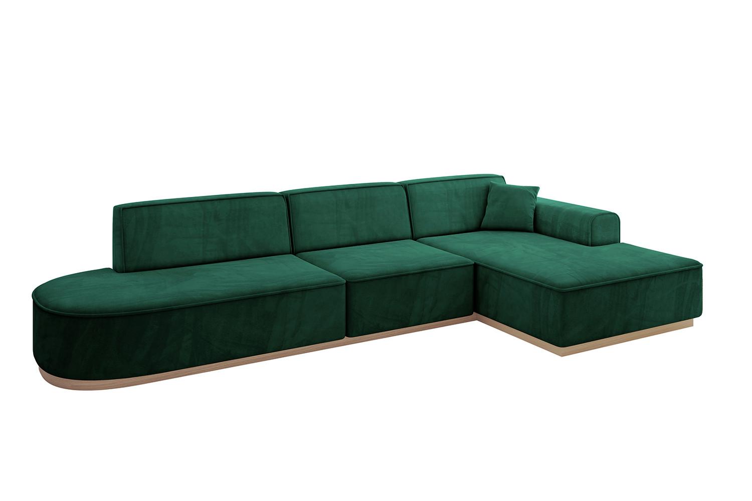 ECKSOFA Ottomane Rechts IREA-L2 - 327x165x80 cm Grün - Dunkelgrün, Holzwerkstoff/Textil (327/165cm) - ALTDECOR