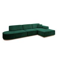 ECKSOFA Ottomane Rechts IREA-L2 - 327x165x80 cm Grün - Dunkelgrün, Holzwerkstoff/Textil (327/165cm) - ALTDECOR