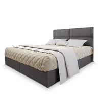 BOXBETT LONIS 200x200 cm mit Matratze und Topper, H2+H3 - Grau - Grau, Holz (200/200cm) - MASSENO