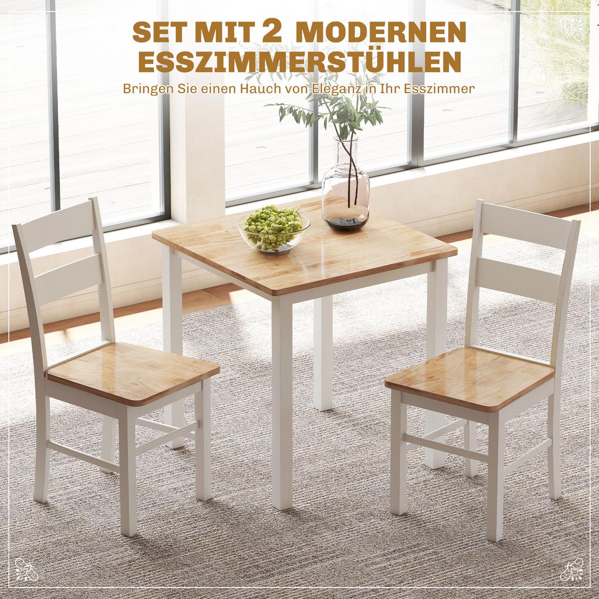 ESSTISCH 69 x 69 cm Esszimmerstühle 2er Set Küchentisch für 2-4 Personen Eiche - Eichefarben/Weiß, Holz (69/75/69cm) - HOMCOM