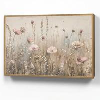 WANDLEUCHTE MIT AKKU Blumen - Rosa - Modern - Beige 90x60 cm - Altrosa, Holzwerkstoff (90/60/8cm) - OnlyWow
