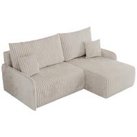 ECKSCHLAFSOFA ARPA L Creme Cord - rechts - Creme/Schwarz, Kunststoff/Textil (150/198cm) - MKS
