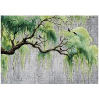 FOTOTAPETE Baum Beton Grün 350x250 cm - Multicolor, Papier (350/250cm) - Wallarena
