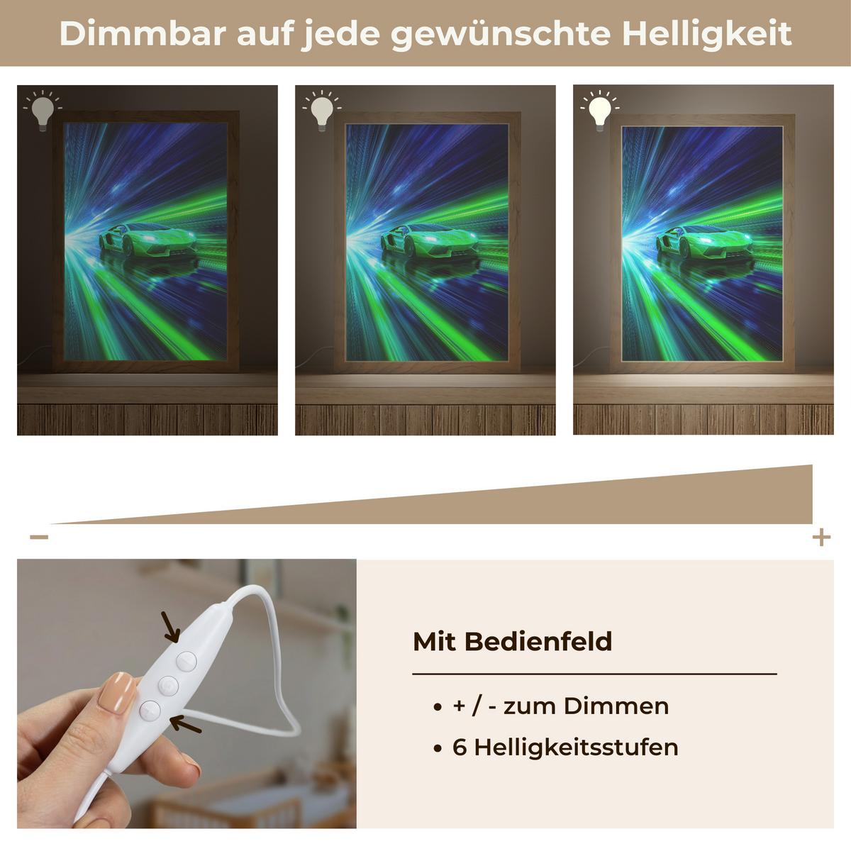 NACHTTISCHLAMPE Geschwindigkeit - Leicht - Sportwagen - Grün 20x30 cm - Grün, Holzwerkstoff (8/20/30cm) - OnlyWow
