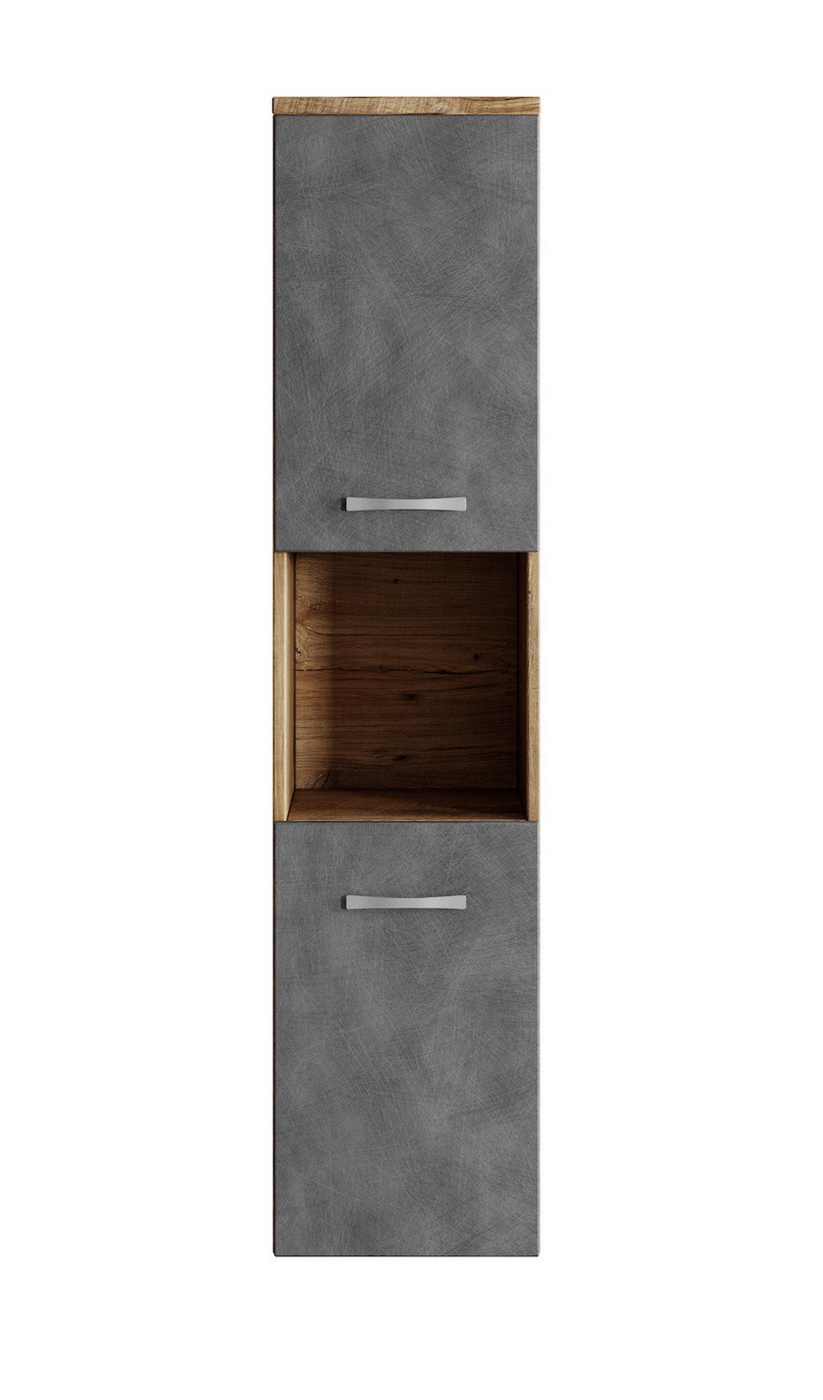 BADEZIMMERSCHRANK Montreal mit 2 Türen Kastanien Eiche / Grau - 30 x 30 x 130 cm - Eichefarben/Grau, Holz (30/131/30cm) - Badplaats