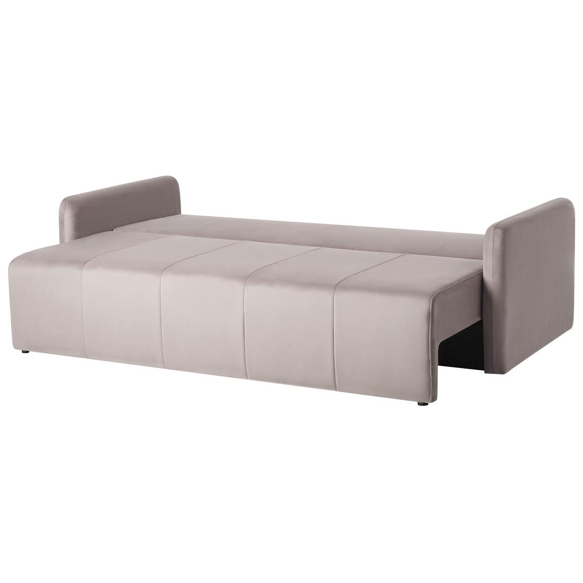 SCHLAFSOFA 3-Sitzer Samtstoff Taupe Egge - Taupe, Textil (220/88/93cm) - Beliani
