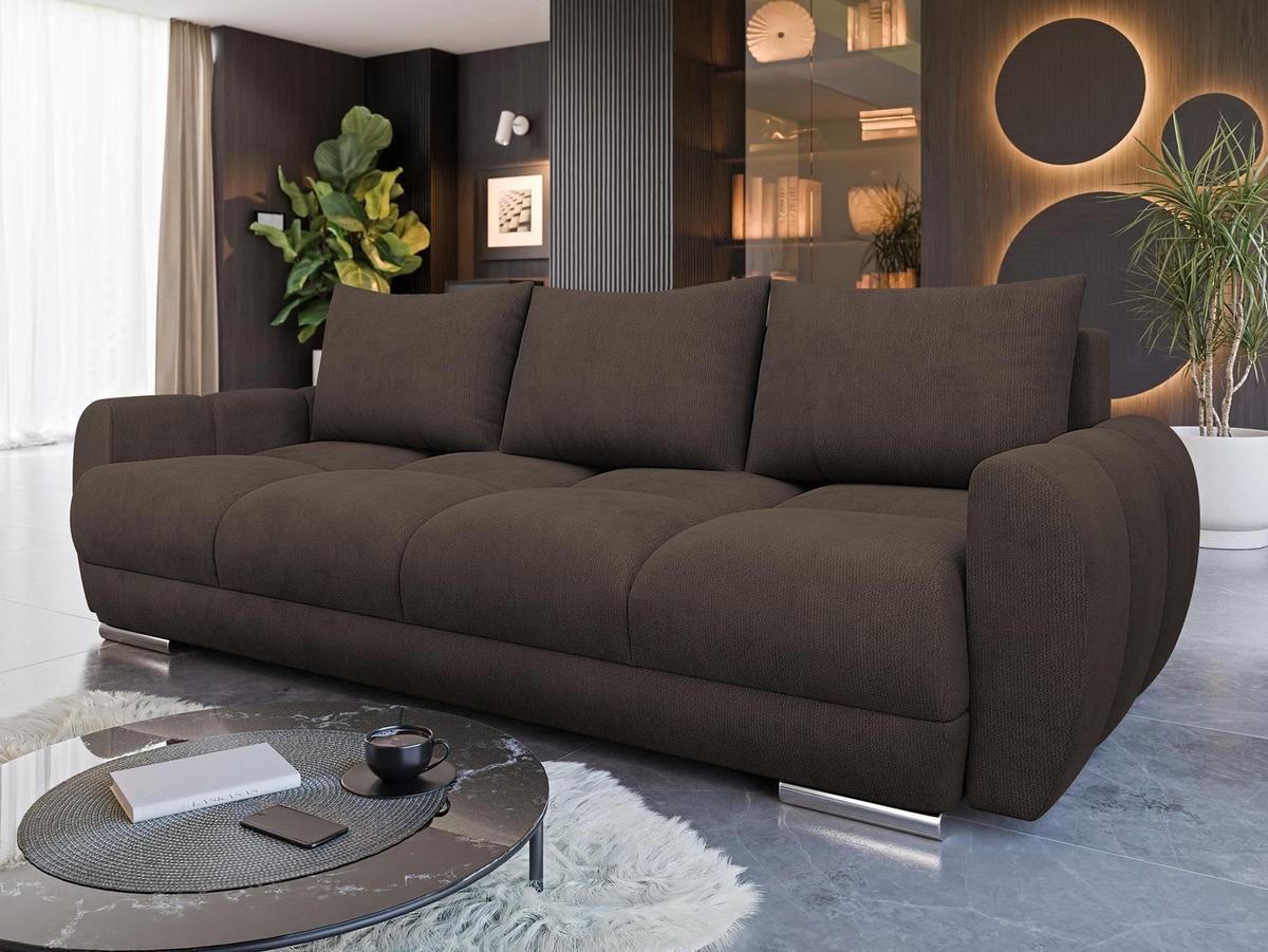 SCHLAFSOFA Logo 3 - Dunkelbraun/Silberfarben, Holz/Kunststoff (234/89/97cm) - MIRJAN24