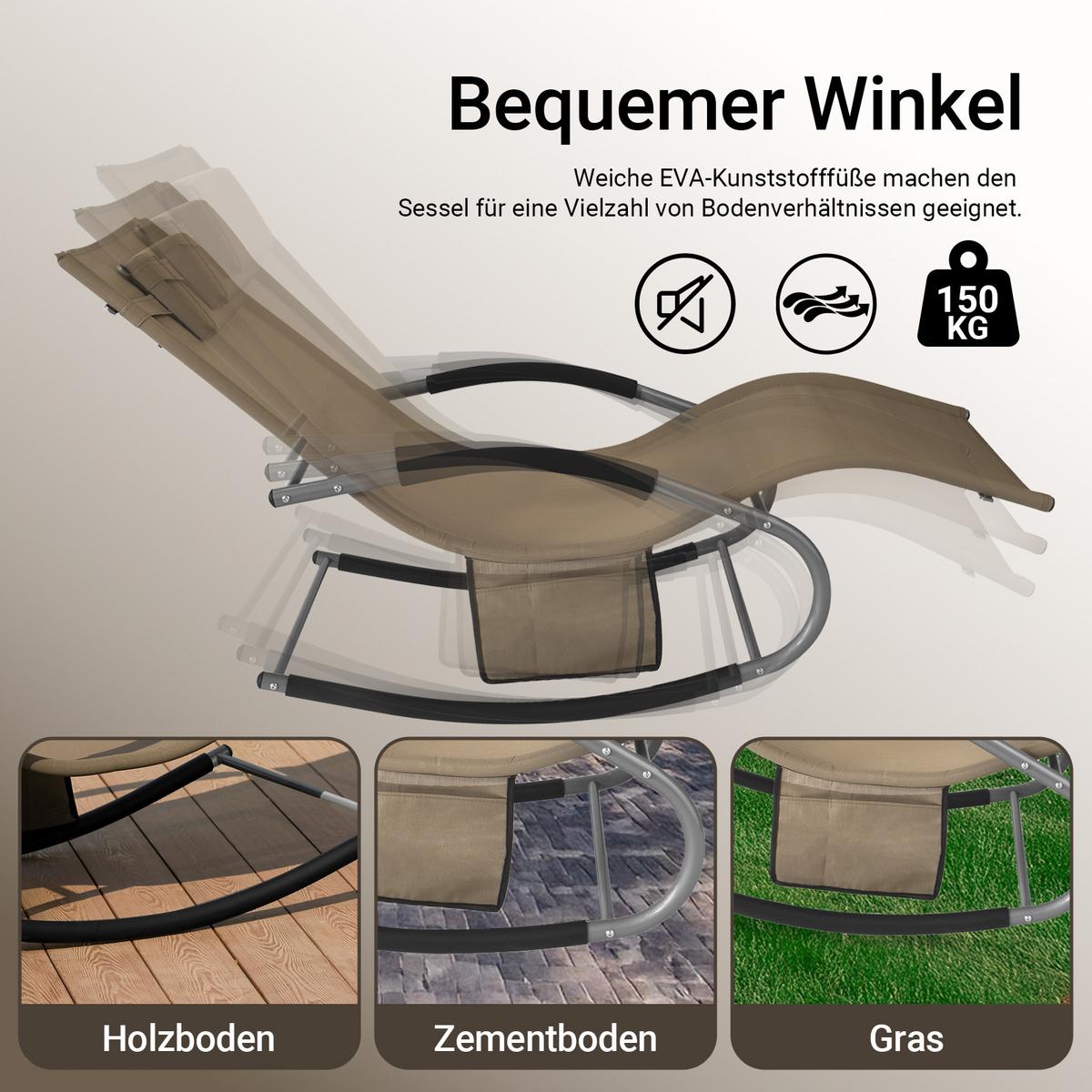 SONNENLIEGE 2 Personen, Gartenliege bis 150kg, Braun - Braun, Metall (63/87/150cm) - SoBuy