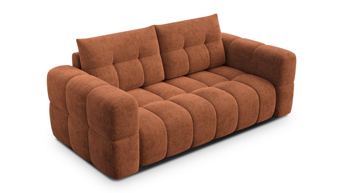 SOFA CLOUDI 2,5-Sitzer, rostrot - Schwarz/Orange, Holz/Textil (211/89/104cm) - Wozimo
