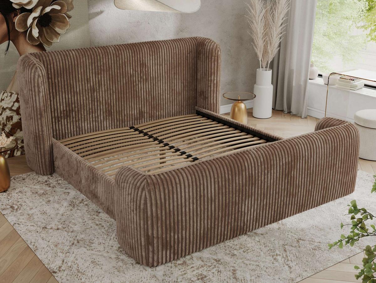 POLSTERBETT EMORA CLASSIC DUO 200/200 - Braun Cord - Multipocket-Matratze - Braun, Textil (200/200cm) - MKS
