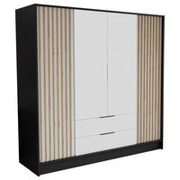 DREHTÜRENSCHRANK PELOR 200/200/51 cm Modern Kleiderschrank 4-türig Schwarz - Schwarz/Weiß, Holzwerkstoff (200/200/51cm) - MASSENO