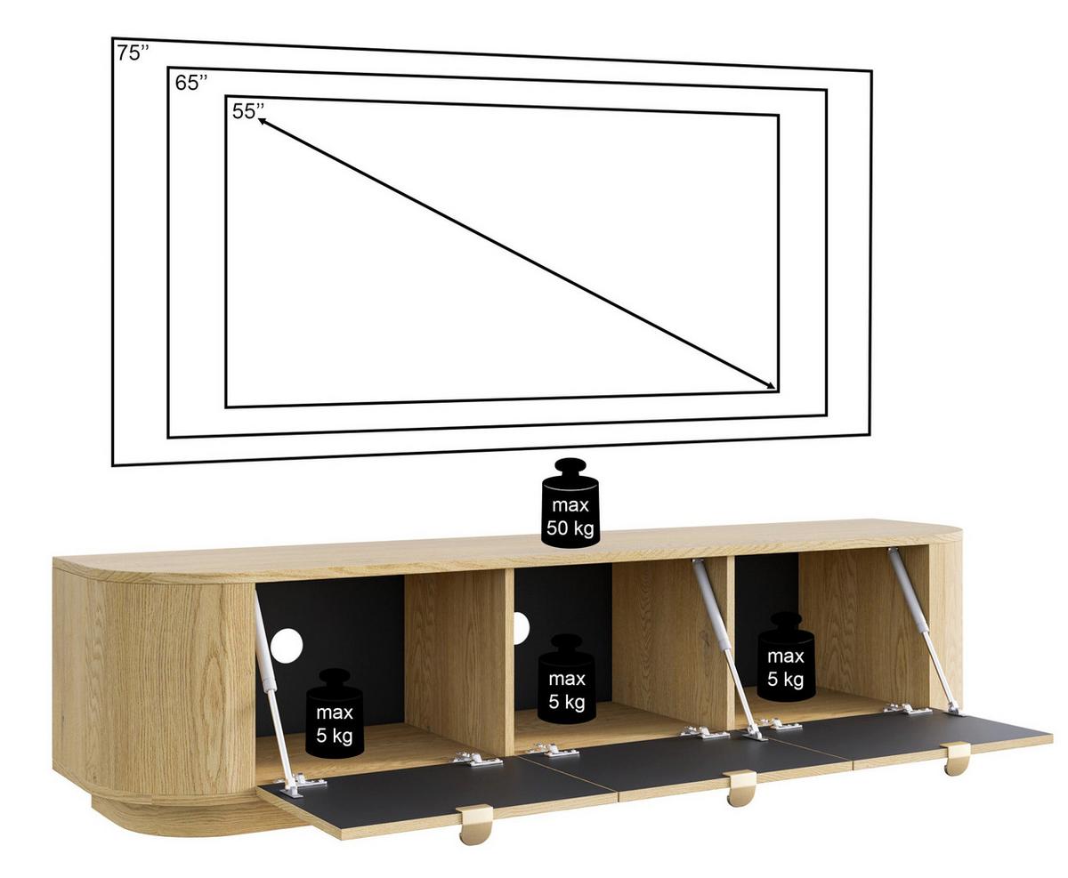 TV-LOWBOARD Coru 175 cm - Dunkelbraun, Holzwerkstoff/Metall (175.4/40.9/39.1cm) - Selsey