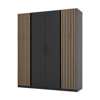 DREHTÜRENSCHRANK CAGLIARI 200/239/61,9cm 4-türig Schwarz - Schwarz, Holzwerkstoff (200/239/61.9cm) - MASSENO