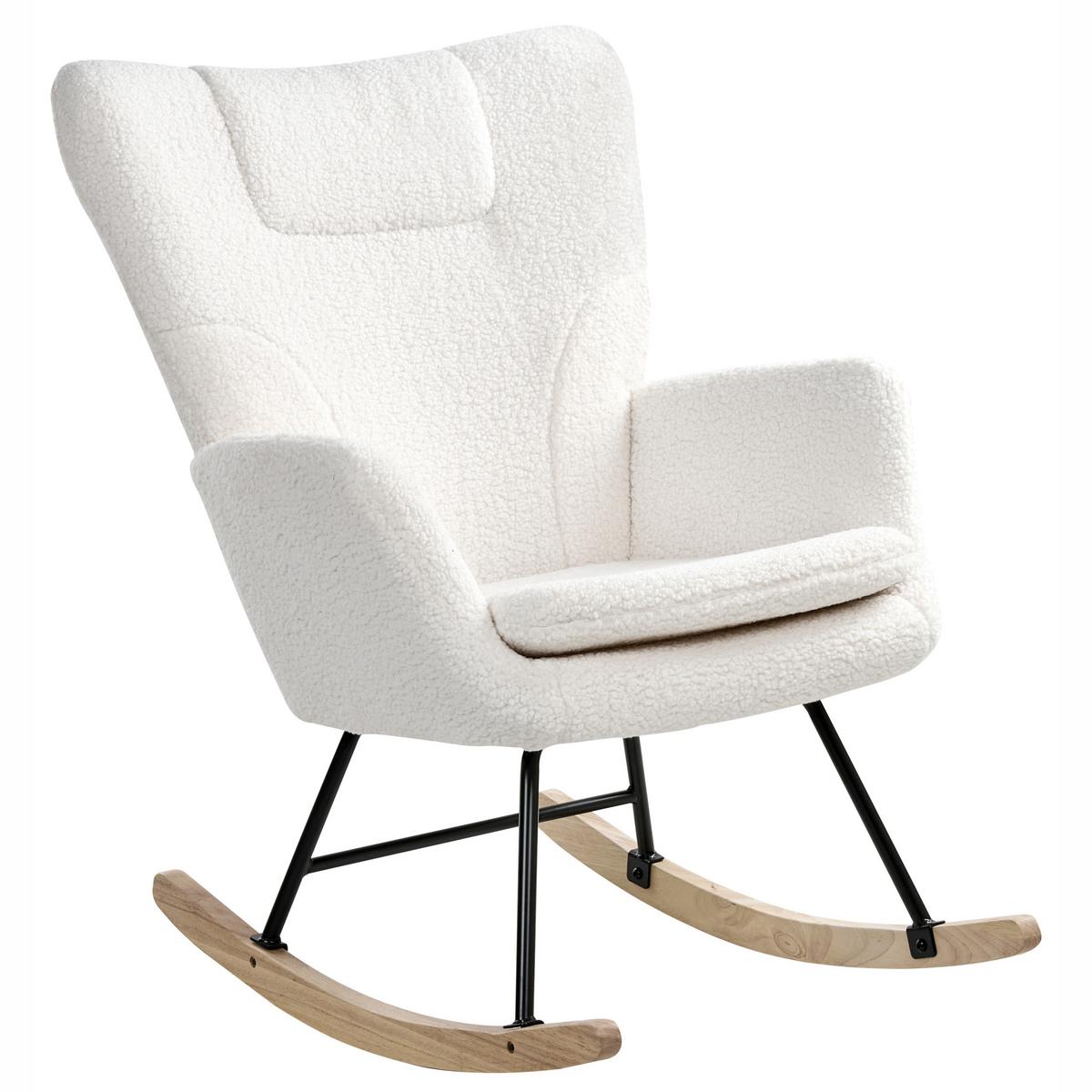 SCHAUKELSESSEL Bouclé Weiß Sandve - Hellbraun, Textil (72/98/87cm) - Beliani