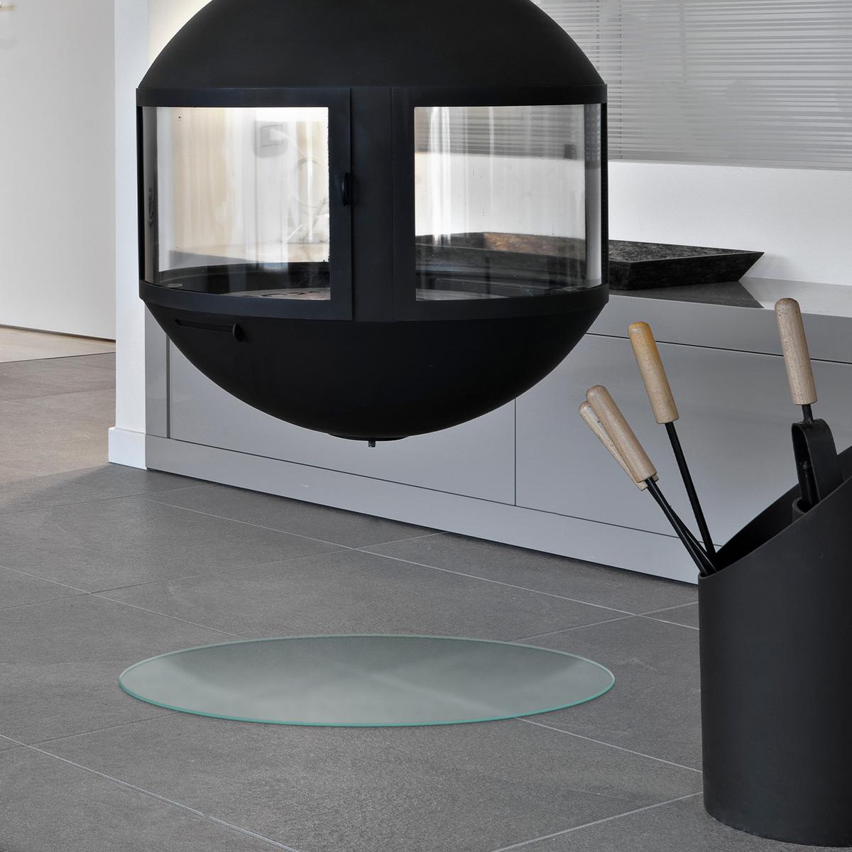 GLASBODENPLATTE für Kaminofen Ø70 cm – Milchglas Optik - Transparent, Glas (70/80/0.4cm) - TULUP