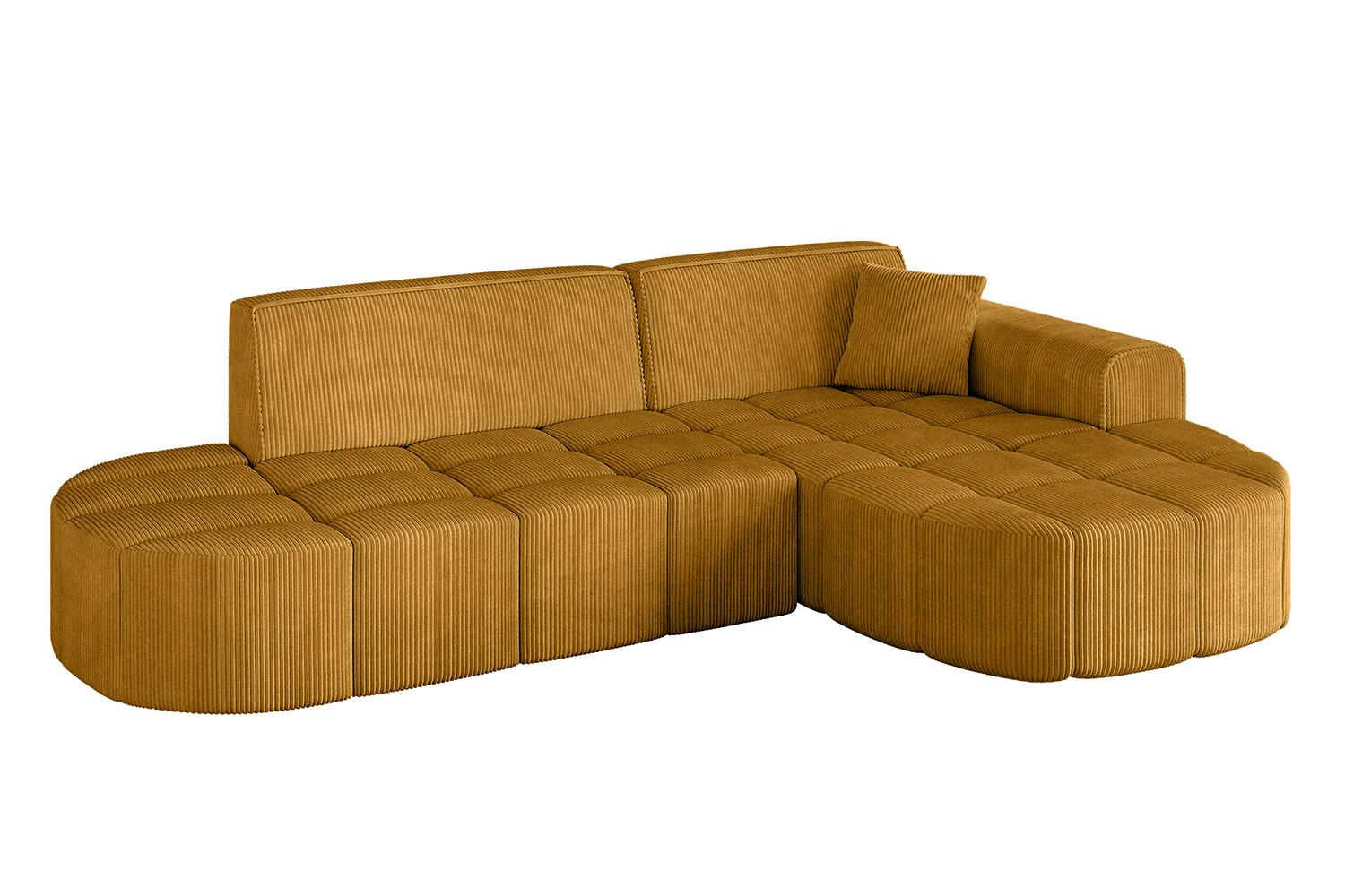 ECKSOFA Ottomane Rechts LIVO-L1 - 252x173x79,5 cm Senfgelb - Currygelb/Gelb, Holzwerkstoff/Textil (252/173cm) - ALTDECOR