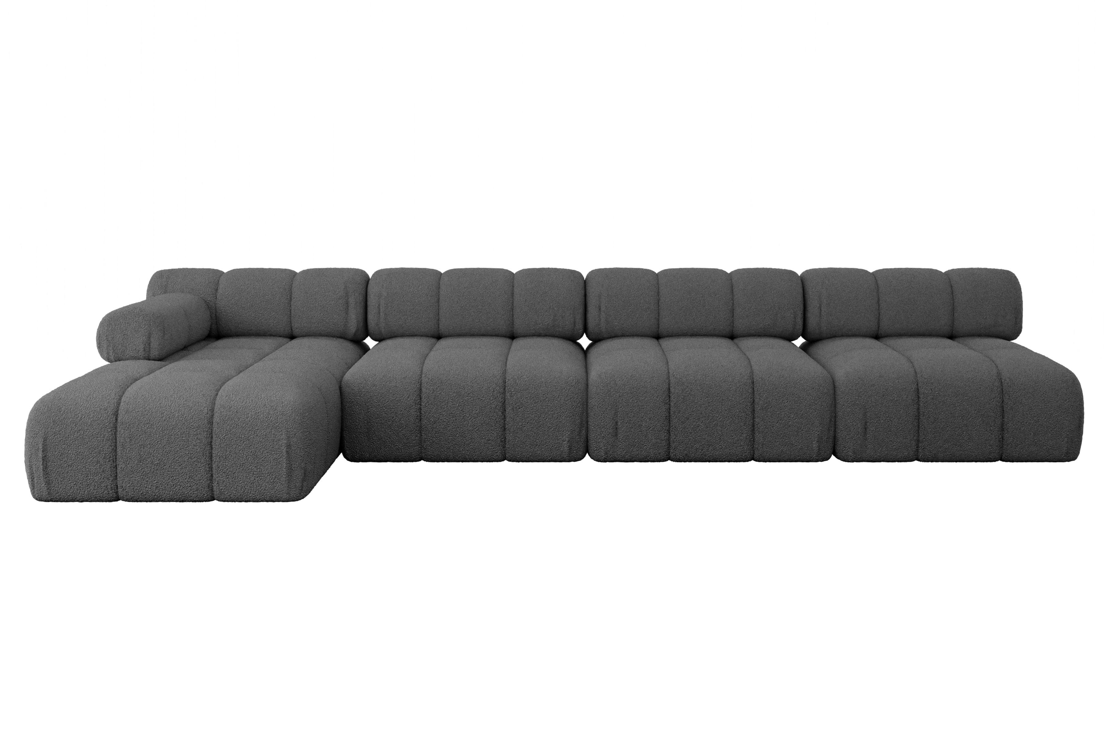 ECKSOFA modulares Sofa Razon-L3 - 380x160x70 cm Grau Bouclé - Grau, Holzwerkstoff/Textil (380/160cm) - ALTDECOR