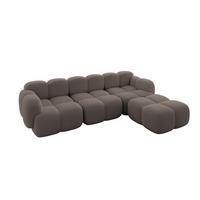 ECKSOFA modulares Sofa Rechts Miko-L2 302x205x75 Braun Bouclé - Dunkelbraun/Schwarz, Holzwerkstoff/Kunststoff (302/205cm) - ALTDECOR
