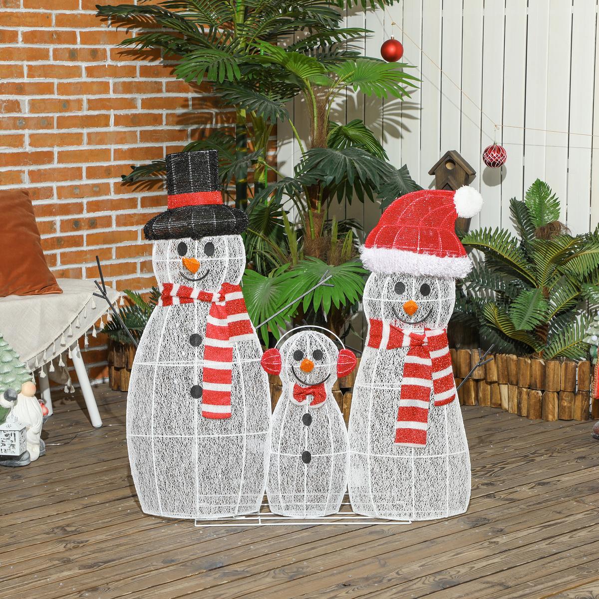 148ER LED Schneemann, Weihnachtsdeko in warmweiß, Weihnachtsbeleuchtung - Weiß, Kunststoff/Metall (34/93/67cm) - Outsunny