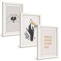 BILDER SET 3er Set - 20x30 cm Weißer Rahmen - Minimalistische Boho-Illustrationen - Weiß, Kunststoff (20/30cm) - TULUP