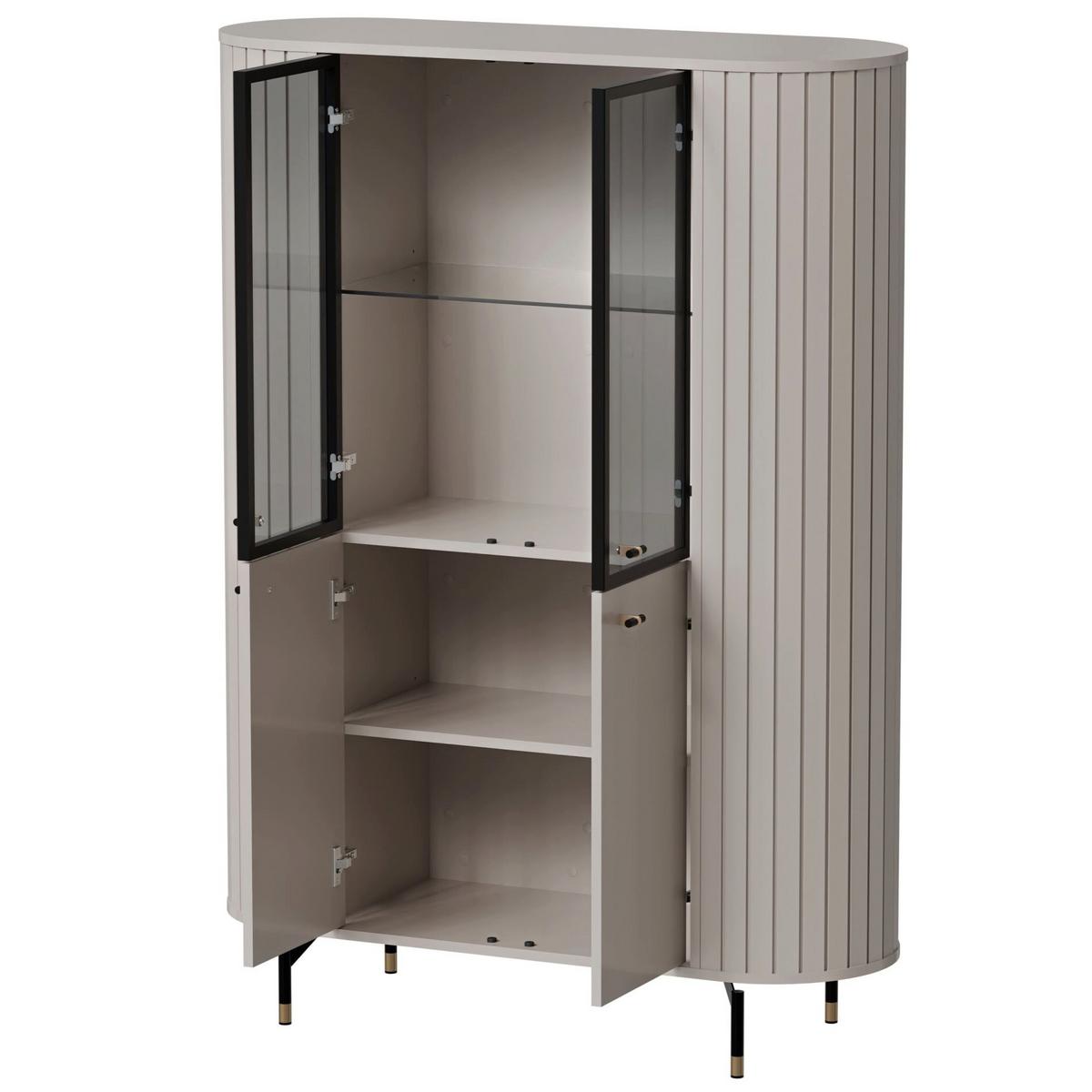 VITRINE Zante Graubeige 112 cm - Taupe/Schwarz, Holzwerkstoff/Metall (112.3/155/40cm) - Selsey