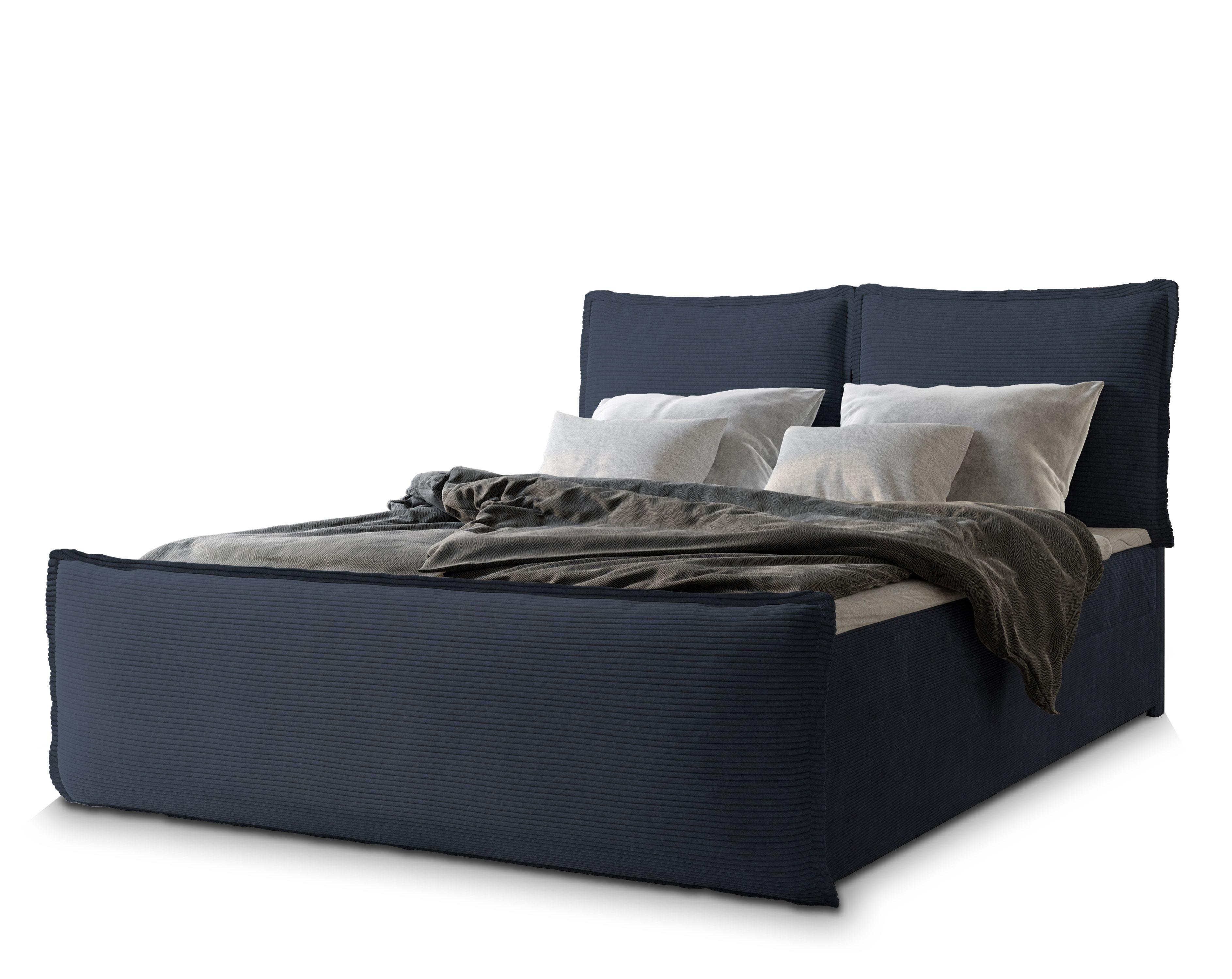 BOXBETT MONTA 160x200 cm mit Matratze und Topper - Blau - Blau, Holz (160/200cm) - MASSENO
