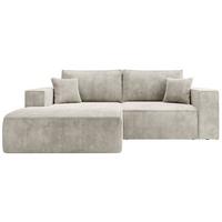 ECKSOFA Farese Mini mit Cordbezug Greige, links - Taupe/Schwarz, Textil (240/167cm) - Selsey