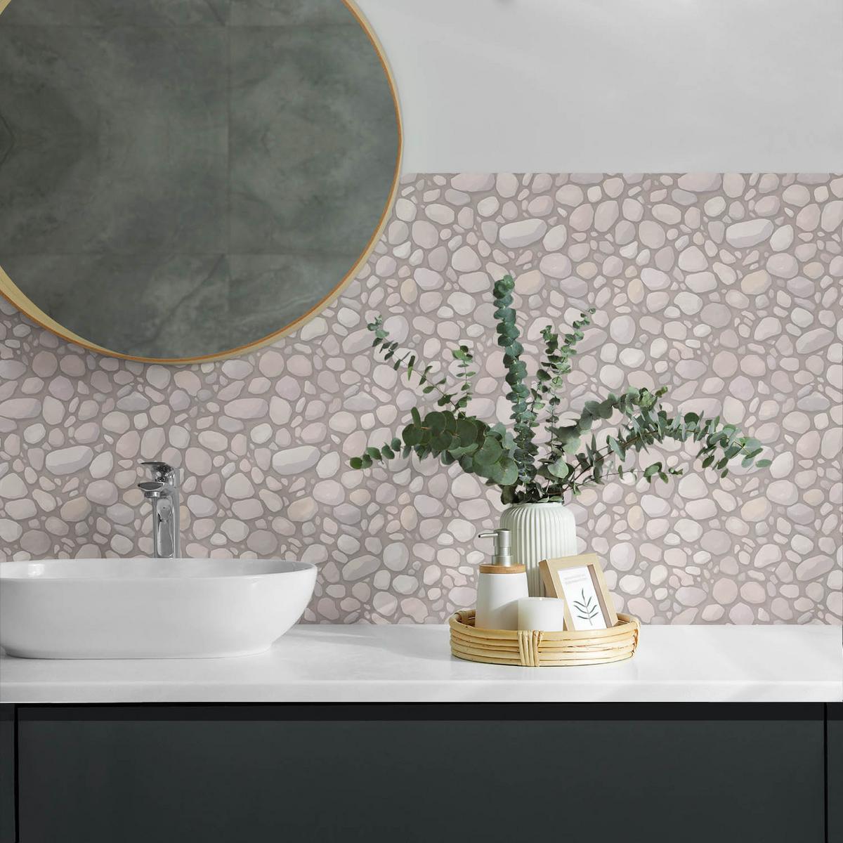 WANDPANEEL 120x60 cm selbstklebend Ciottolo - Ecru, Kunststoff (60/1.6/120cm) - Wallfluent