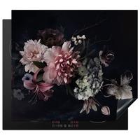 HERDABDECKPLATTE Blumen - Vintage - Pastell - Rosa - Weiß Abdeckung Ceranfeld 59x51 cm - Altrosa, Kunststoff (59/51/0.2cm) - MuchoWow