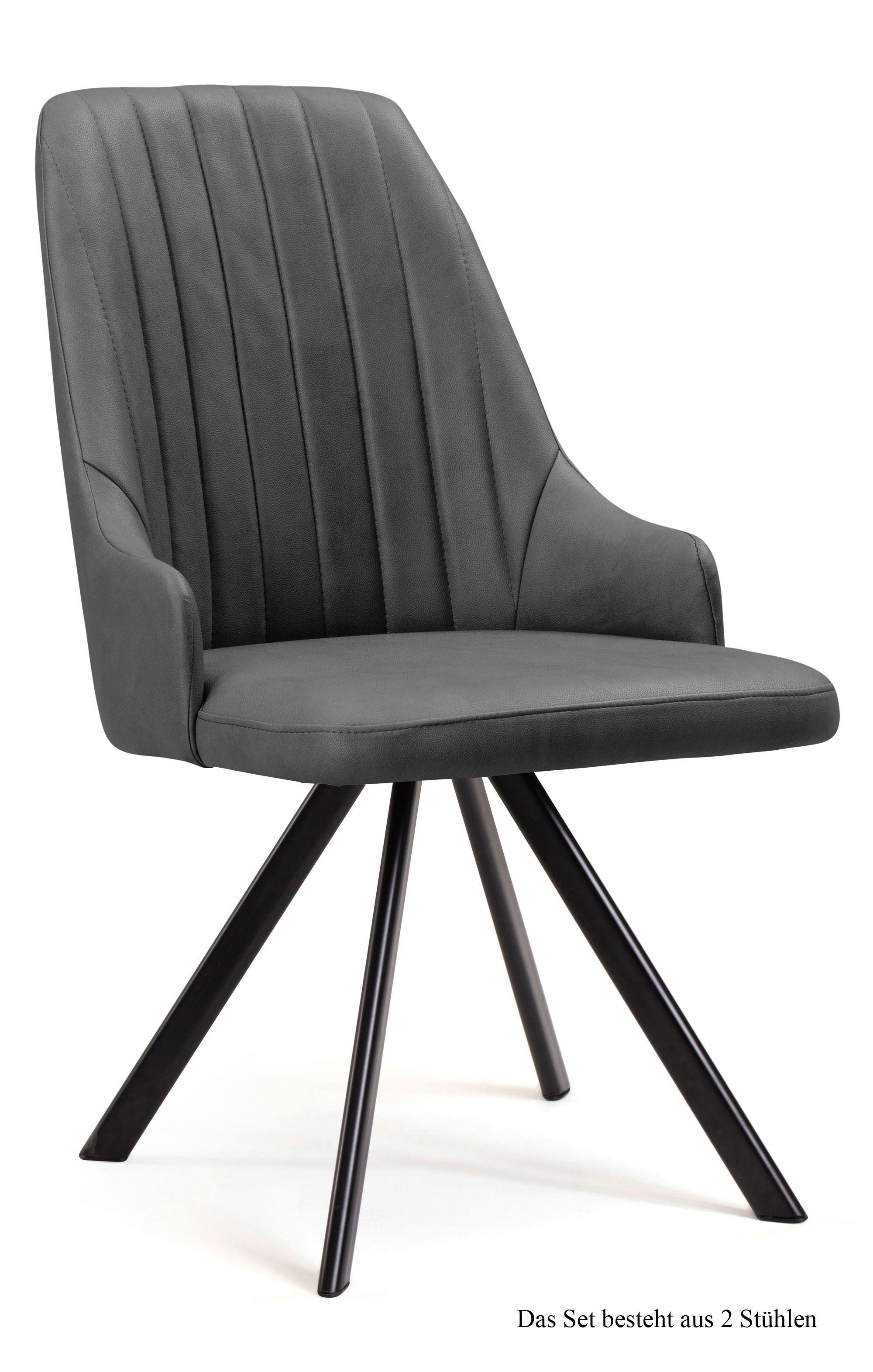 ESSZIMMERSTUHL (2er-Set) Deina 52x91x60 Schwarz/Grau - Schwarz/Grau, Kunststoff (60/91/52cm) - 58aufmkessel