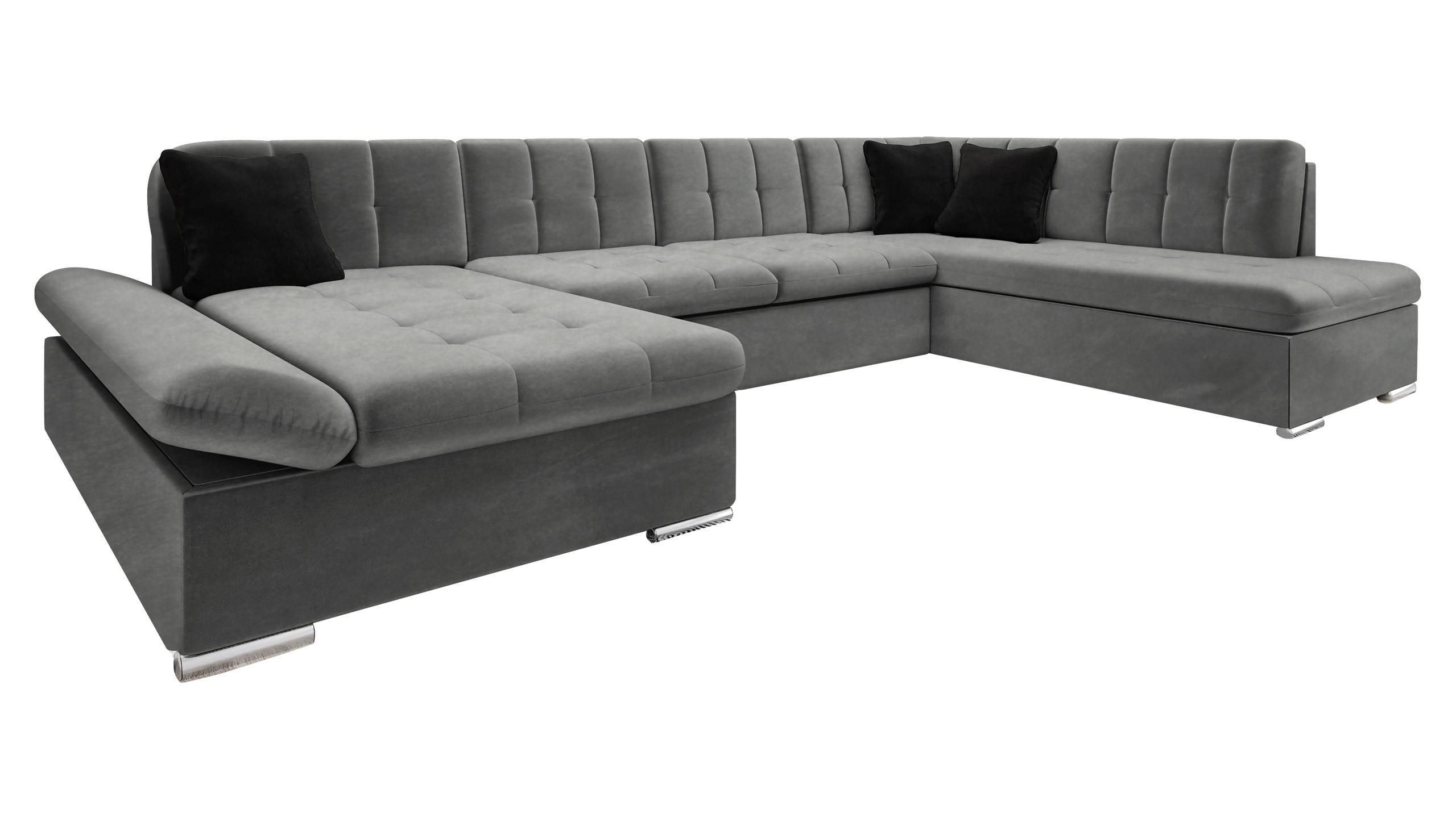 ECKSOFA Bergen, Seite: Links - Silberfarben/Graphitfarben, Holz/Textil (345/76/205cm) - MIRJAN24