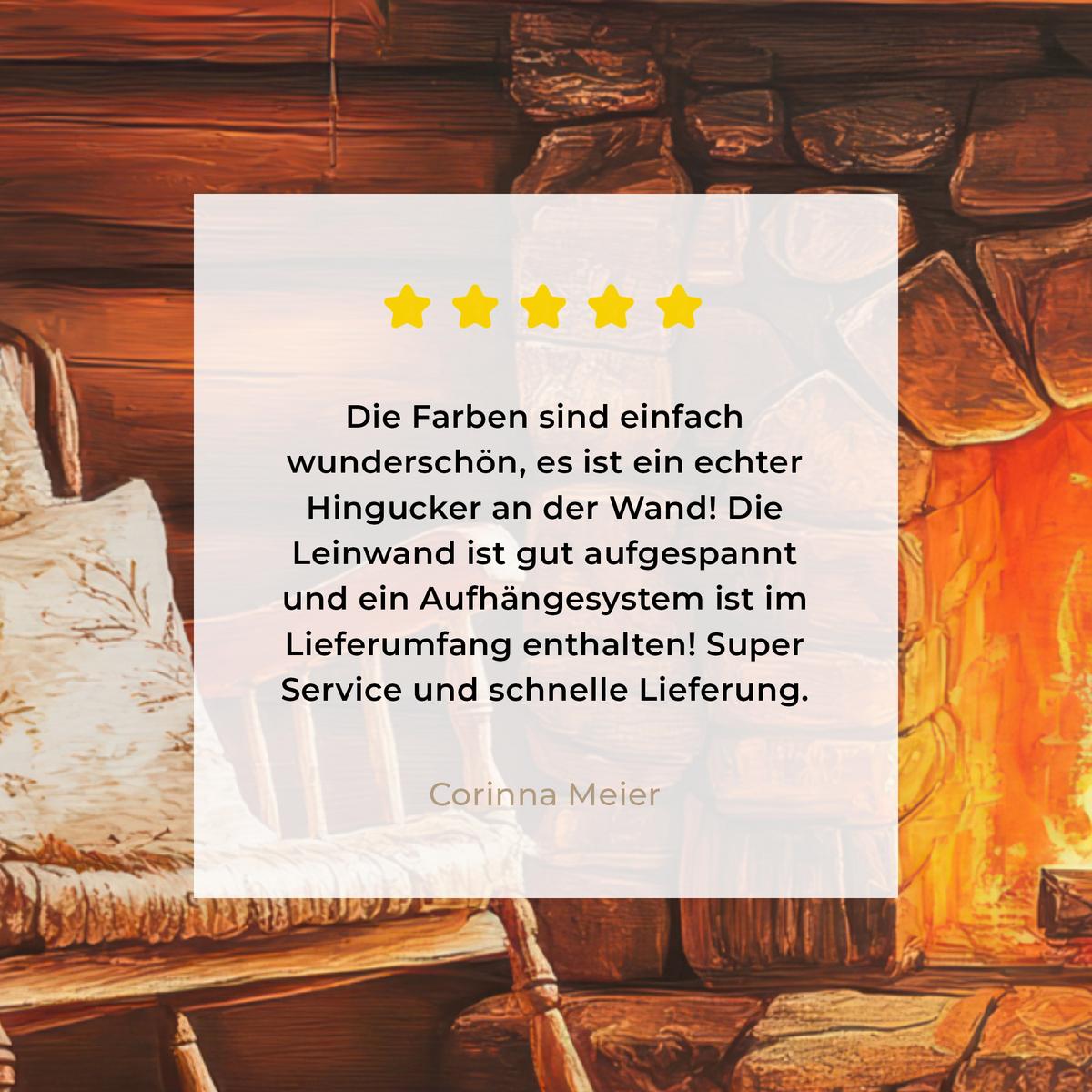 LEINWANDBILD Winter - Weihnachten - Zuhause - Kamin Wandbild Wohnzimmer 50x50 cm - Bernsteinfarben, Textil (50/50cm) - MuchoWow