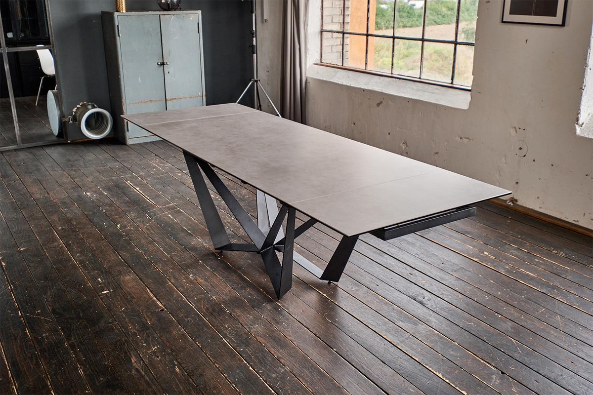 ESSTISCH ISTAR Grau Glas - Schwarz/Grau, Glas/Metall (90/180/76cm) - KAWOLA