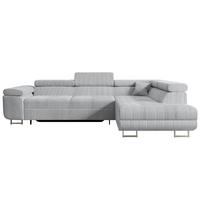 ECKSOFA mit Schlaffunktion und Bettkasten GUSA-L 272x202x107 cm Grau Cord - Silberfarben/Grau, Holzwerkstoff/Textil (272/202cm) - ALTDECOR